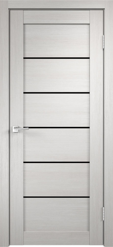 картинка Межкомнатная дверь Velldoris Linea 1 Дуб Белый - Черный Лакобель магазин Дверкин 