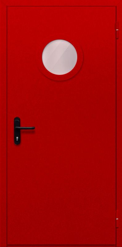 картинка Однопольная дверь с круглым стеклом ДПМ-01-EIW60 (Красная) магазин Дверкин 